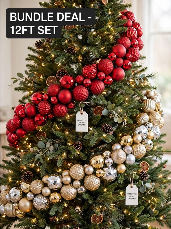 Trendsetter Other - NWT -TRIMSETTER Set of 2 Ornament Garlands 6ft Each Red Gold Silver Christmas